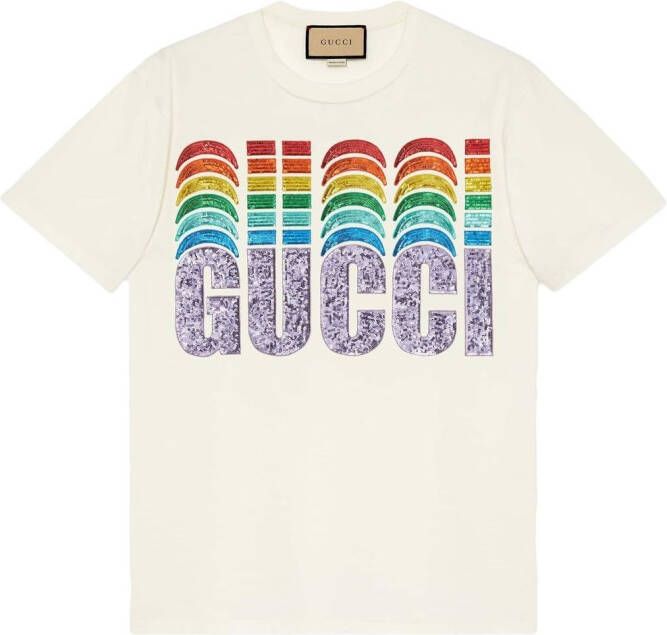 Gucci T-shirt verfraaid met pailletten Wit