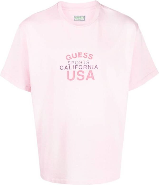 GUESS USA T-shirt met logoprint Roze