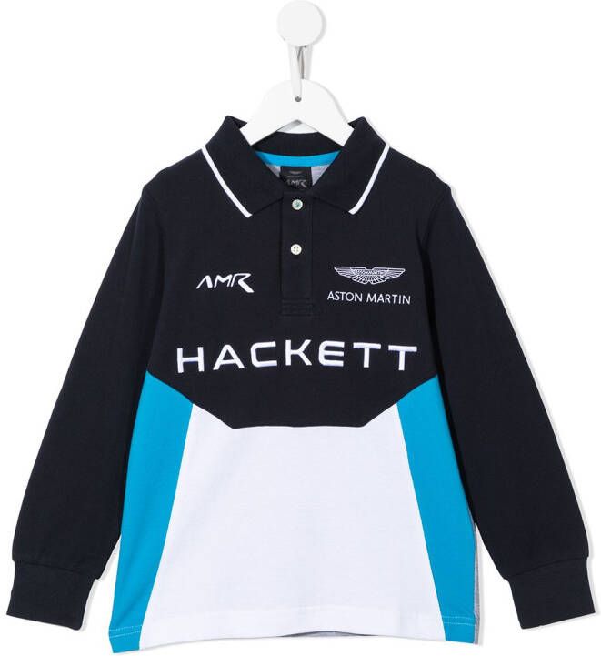Hackett Kids Poloshirt met colourblocking Blauw