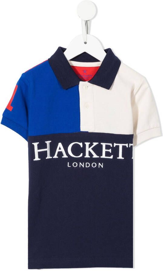 Hackett Kids Poloshirt met colourblocking Rood