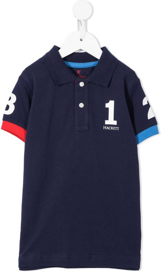 Hackett Kids Poloshirt met logoprint Blauw