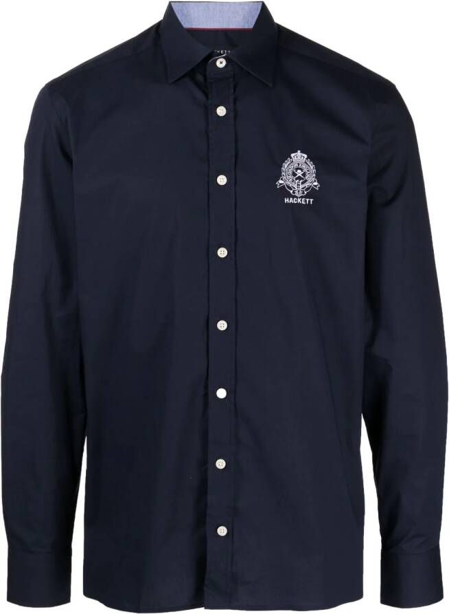 Hackett Overhemd met geborduurd logo Blauw