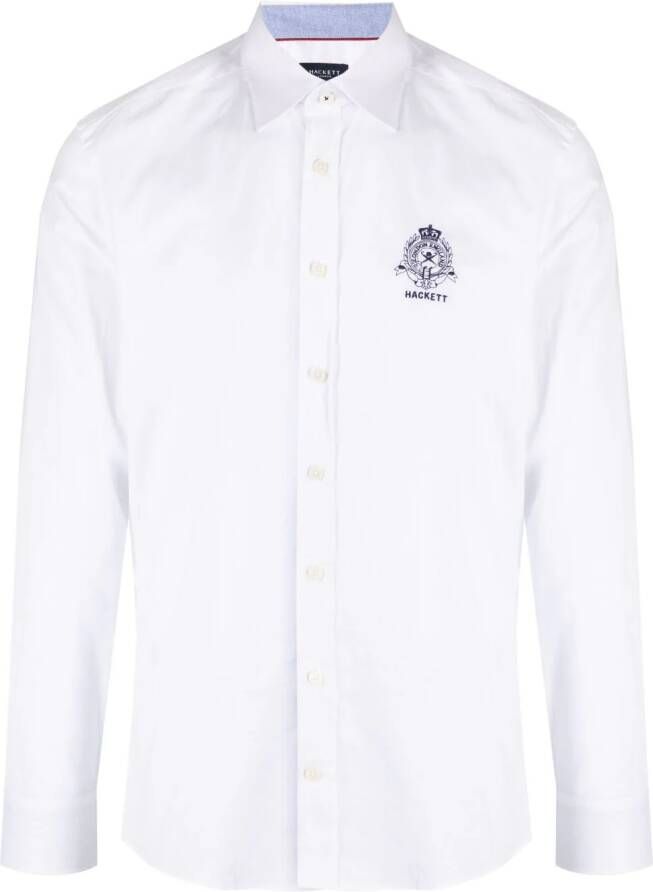 Hackett Overhemd met geborduurd logo Wit
