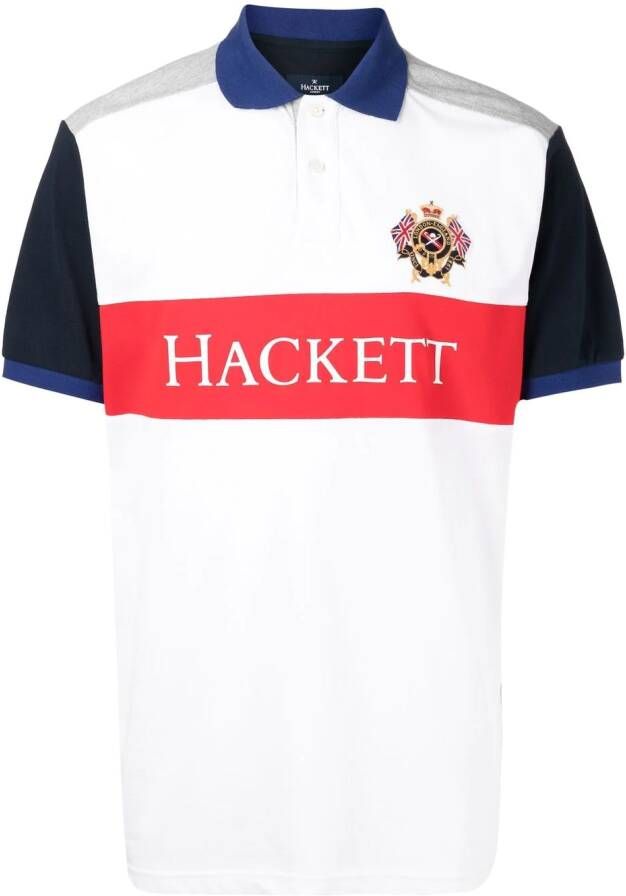 Hackett Poloshirt met colourblocking Wit