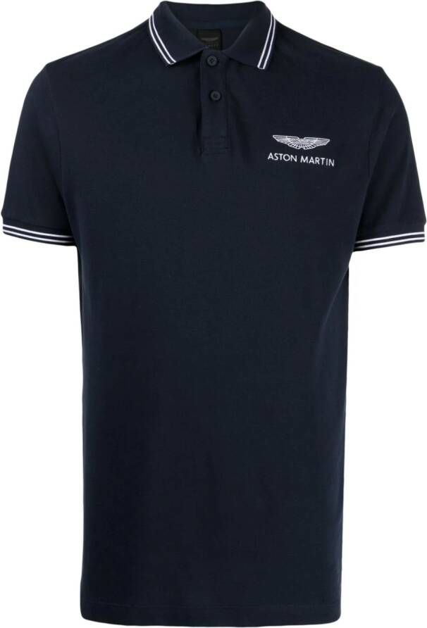 Hackett Poloshirt met geborduurd logo Blauw