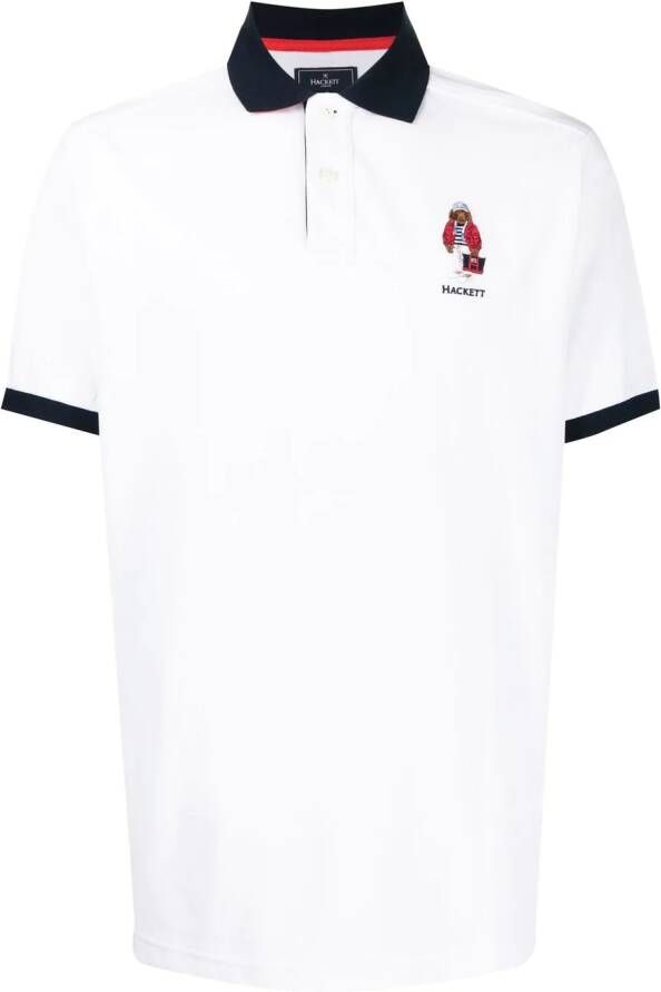 Hackett Poloshirt met geborduurd logo Wit