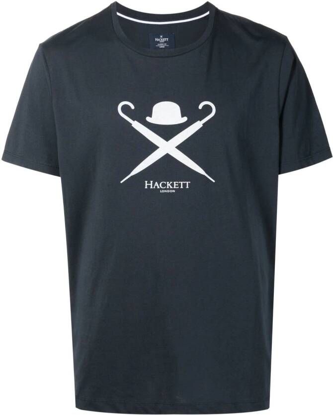 Hackett T-shirt met logoprint Blauw