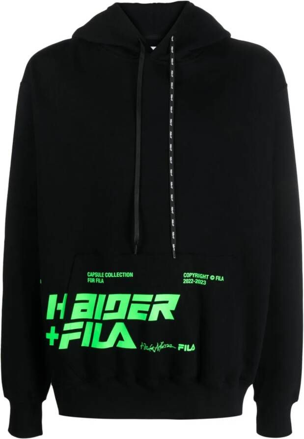 Haider Ackermann x Fila hoodie met logoprint Zwart