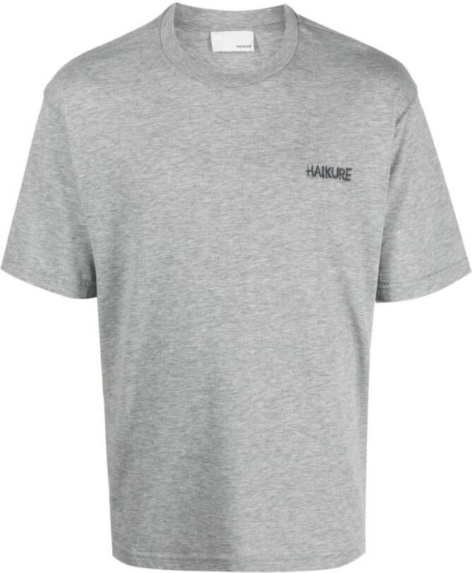 Haikure T-shirt met geborduurd logo Grijs