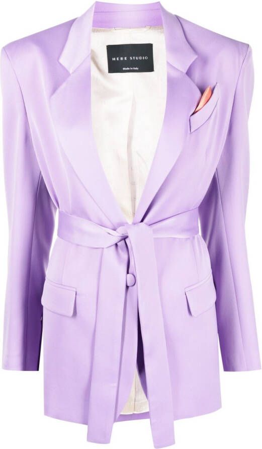 Hebe Studio Blazer met ceintuur Paars