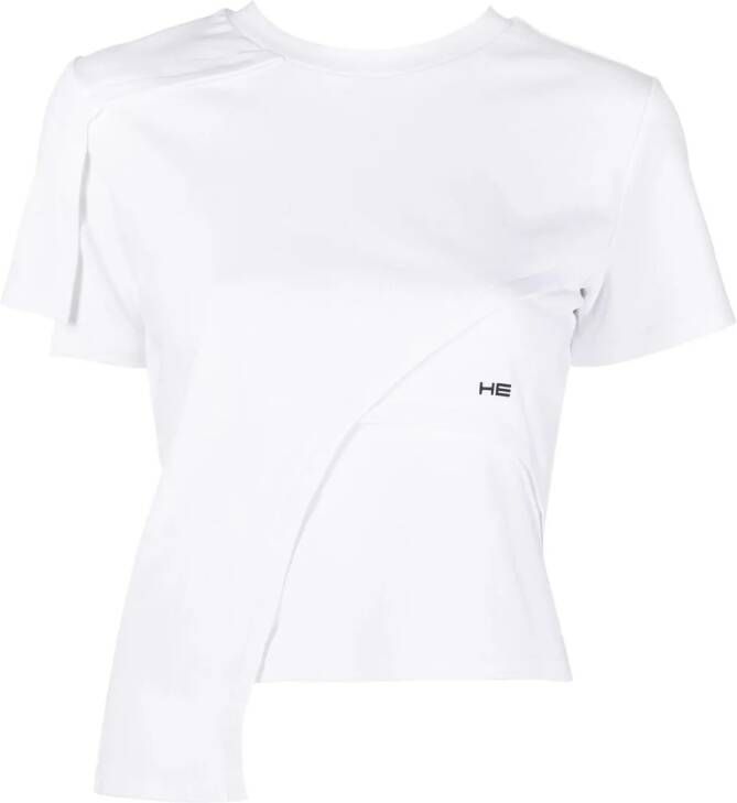 HELIOT EMIL T-shirt met geborduurd logo Wit