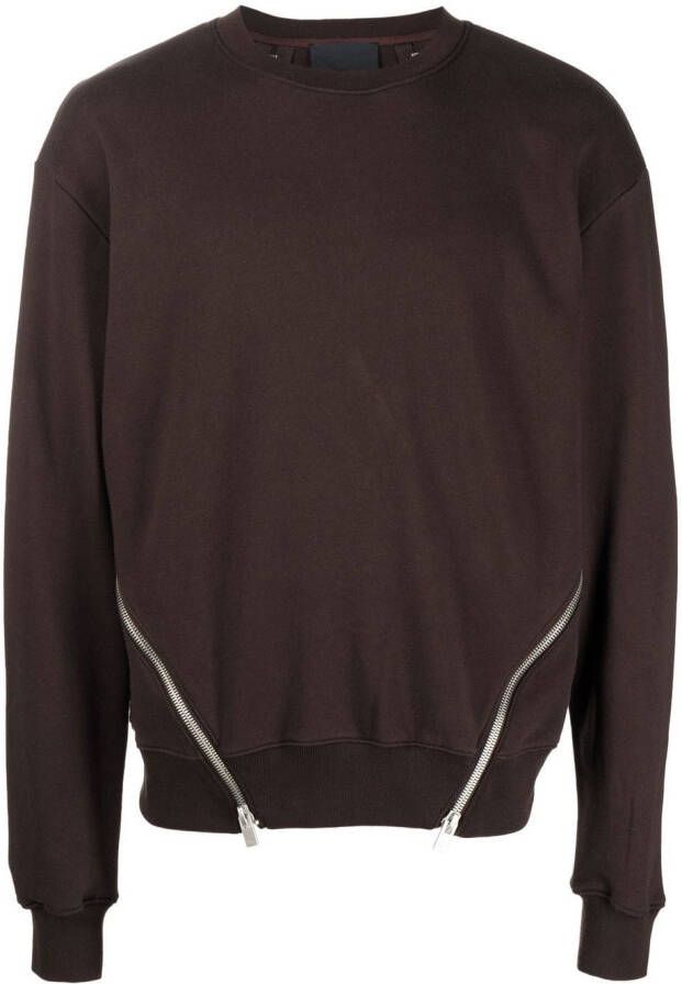 HELIOT EMIL Sweater met ritsdetail Bruin