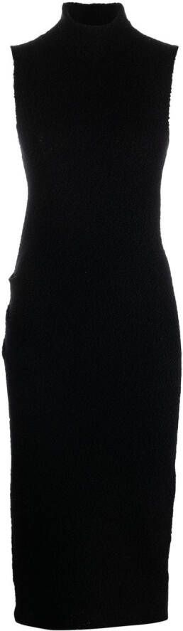 Helmut Lang Midi-jurk met hoge hals Zwart