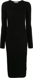 Helmut Lang Midi-jurk met geribbeld-effect Zwart