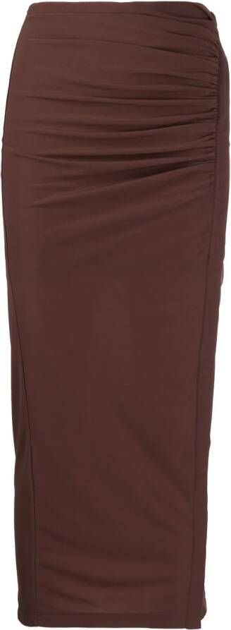 Helmut Lang Rok met ruche vlak Bruin