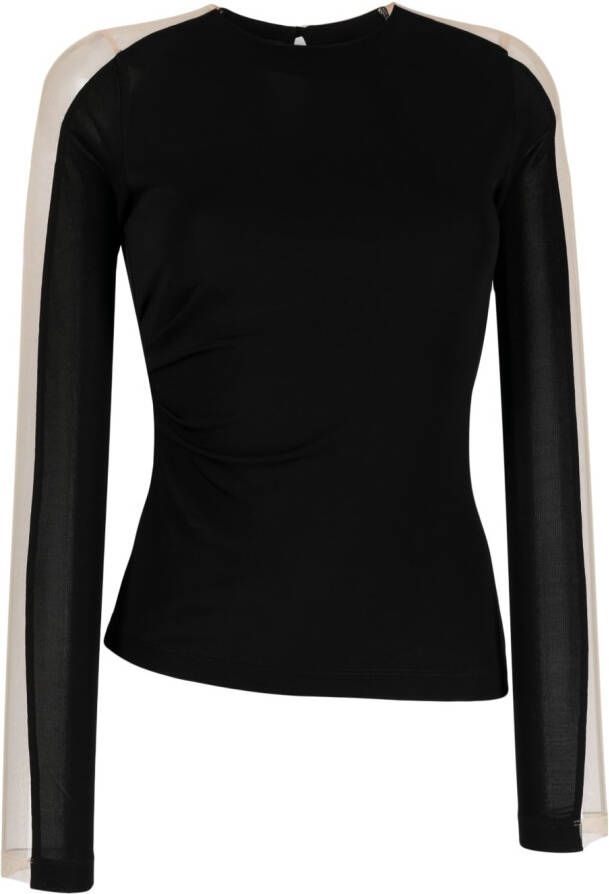 Helmut Lang Semi-doorzichtig T-shirt Zwart