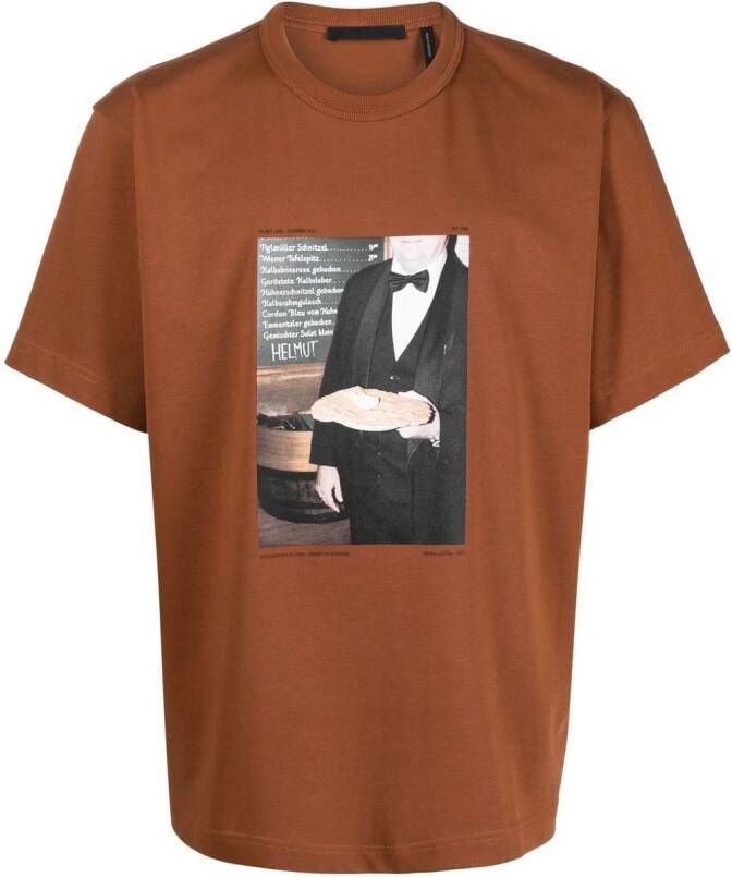 Helmut Lang T-shirt met grafische print Bruin