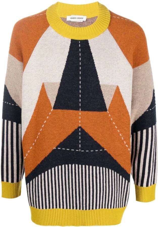 Henrik Vibskov Intarsia trui Beige