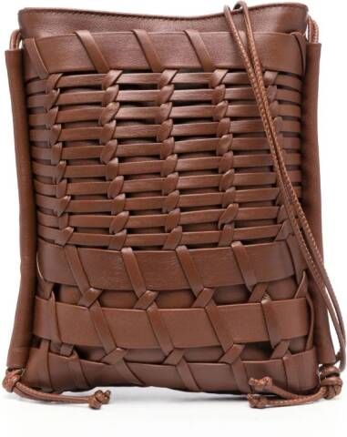 Hereu Trena interwoven leather bag Bruin
