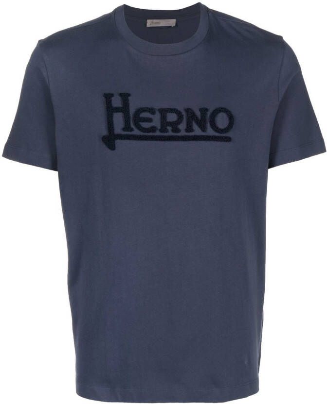 Herno T-shirt met logo Blauw