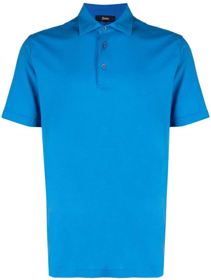 Herno Poloshirt met knopenbies Blauw