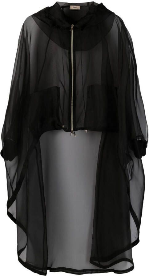Herno Cape met capuchon Zwart
