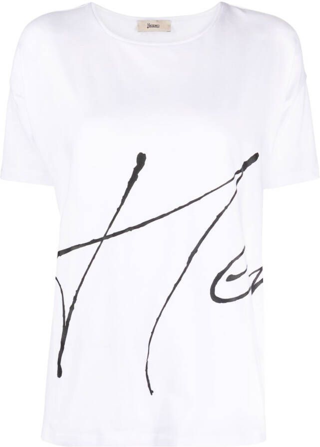 Herno T-shirt met logoprint Wit