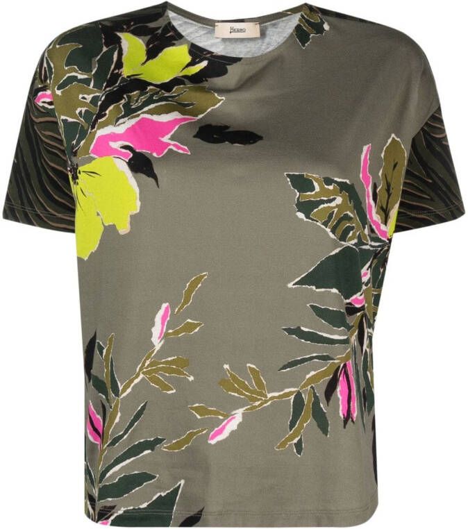 Herno T-shirt met bloemenprint Groen