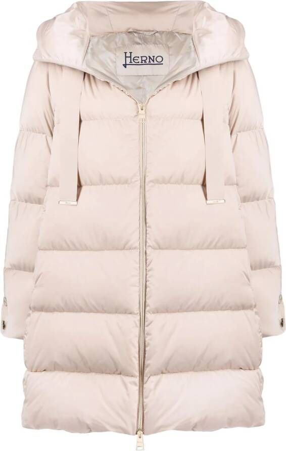 Herno Gewatteerde jas met capuchon Beige
