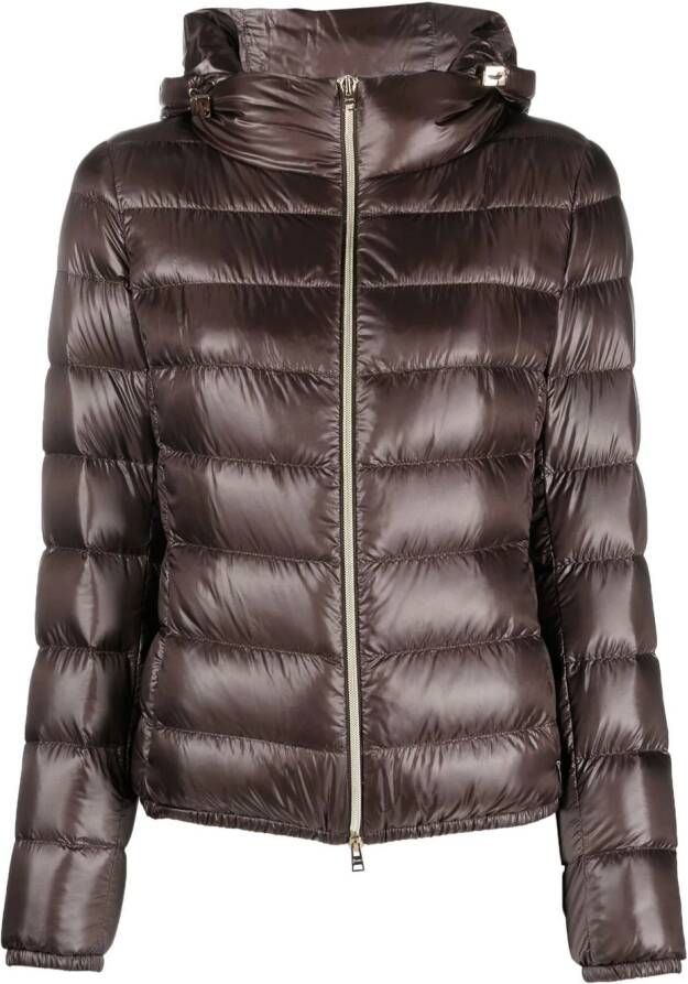 Herno Hoogglanzende puffer jas Bruin