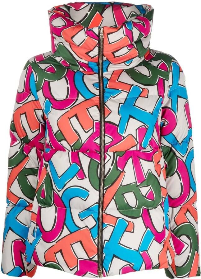 Herno Logo-print puffer jas Beige