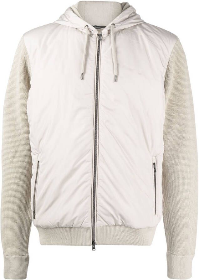 Herno panelled zip-up hooded jacket Bruin