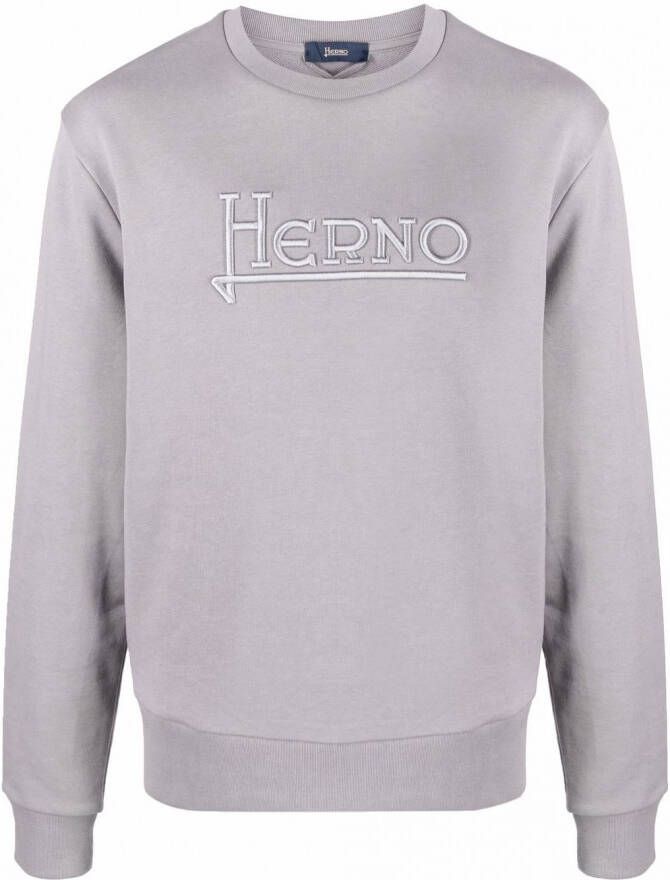Herno Sweater met geborduurd logo Grijs