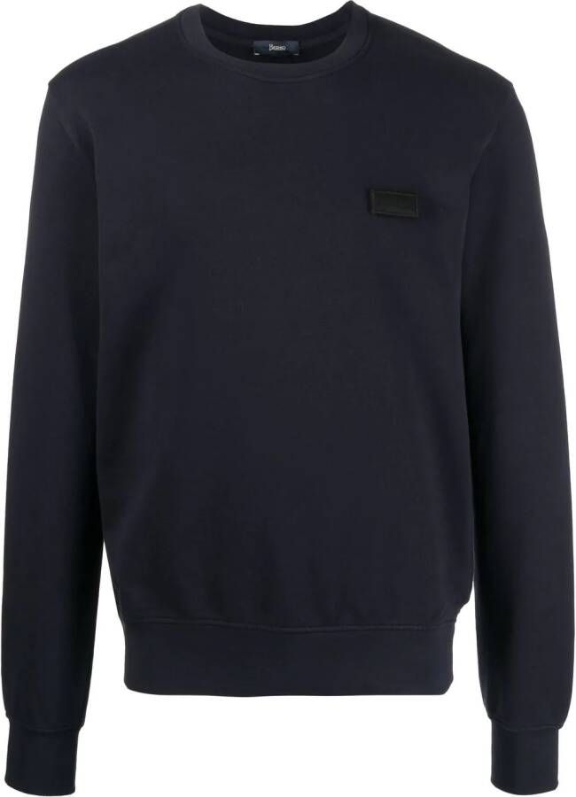 Herno Sweater met logopatch Blauw
