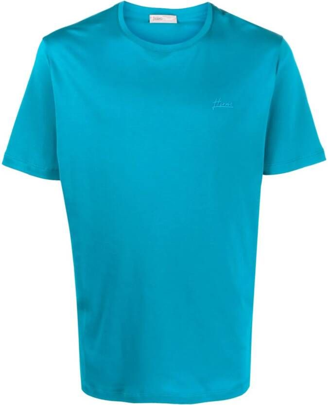 Herno T-shirt met geborduurd logo Blauw