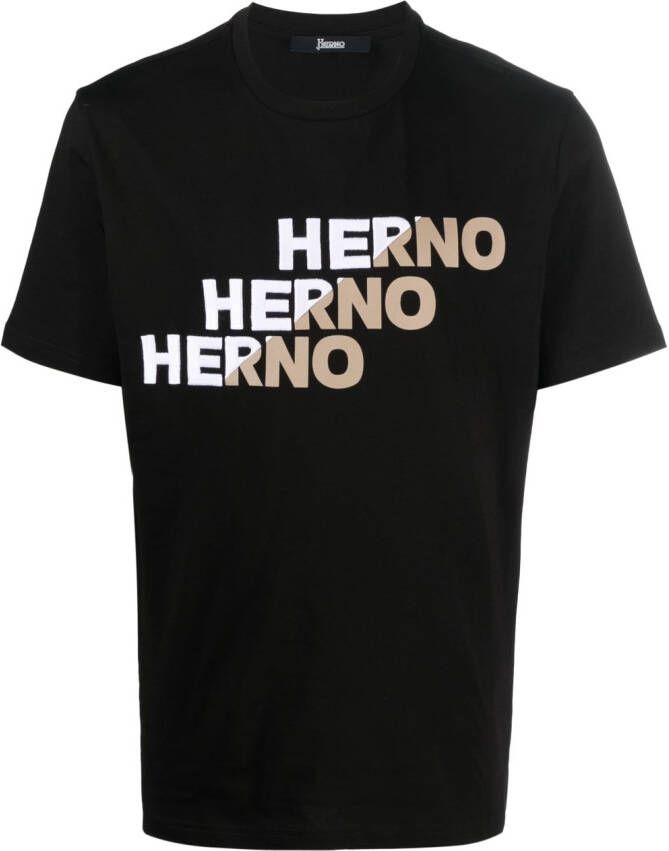 Herno T-shirt met logopatch Zwart