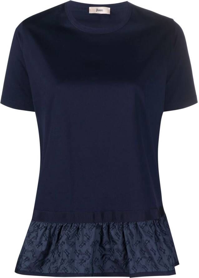 Herno T-shirt met ruche afwerking Blauw