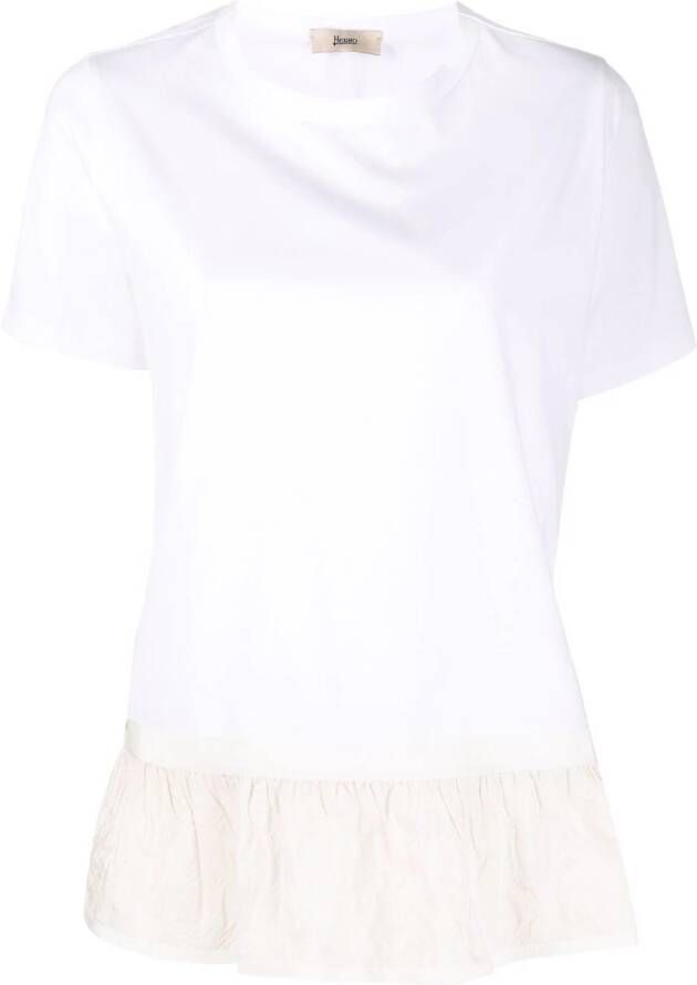 Herno T-shirt met ruche afwerking Wit