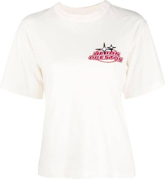 Heron Preston Witte Sponsor Logo T-Shirt White Dames
