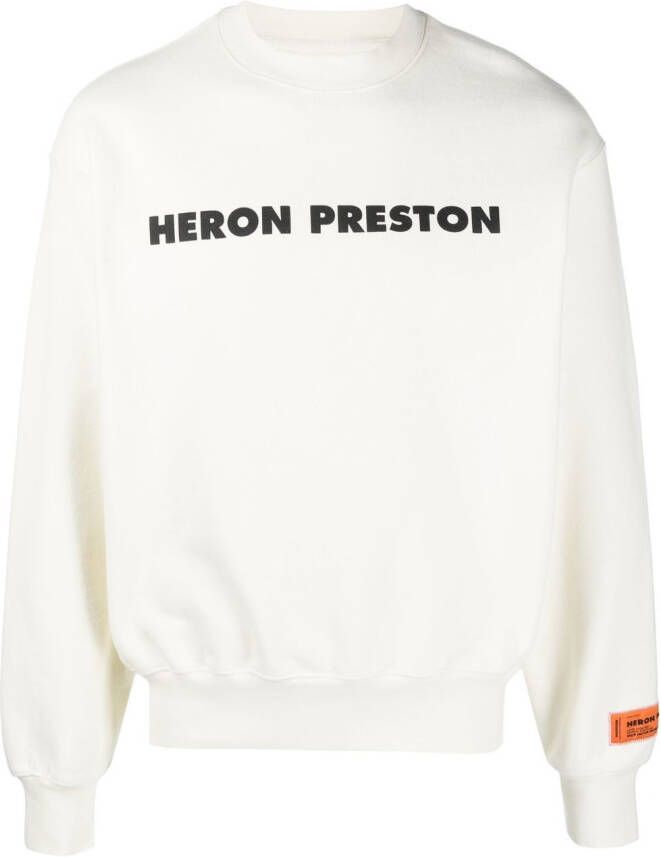 Heron Preston Organisch Katoenen Crewneck Sweatshirt met Logo Print en Borduursel White Heren