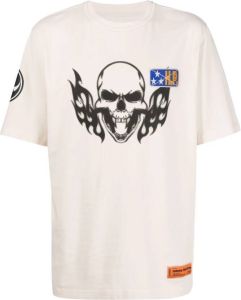 Heron Preston T-shirt met doodskopprint Beige