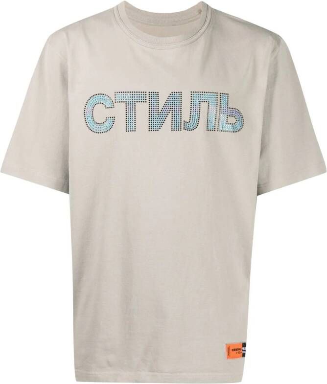Heron Preston T-shirt verfraaid met stras Groen