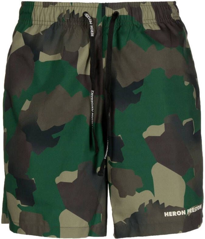 Heron Preston Trainingsshorts met camouflageprint Groen