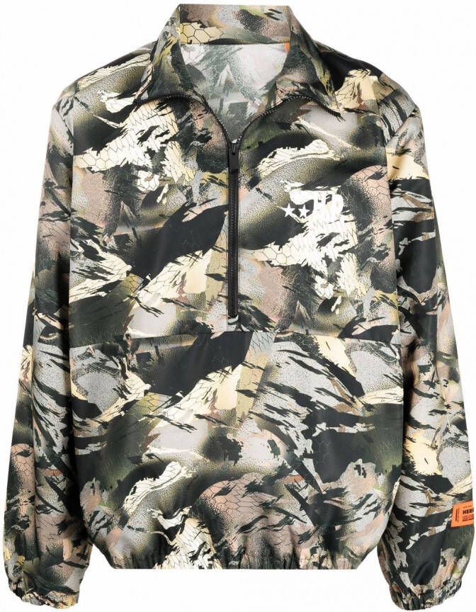 Heron Preston Windjack met camouflageprint Groen