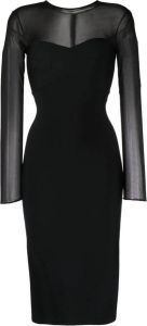 Herve L. Leroux Midi-jurk met doorzichtig vlak Zwart