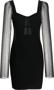 Hervé Léger Mini-jurk met doorzichtige mouwen Zwart