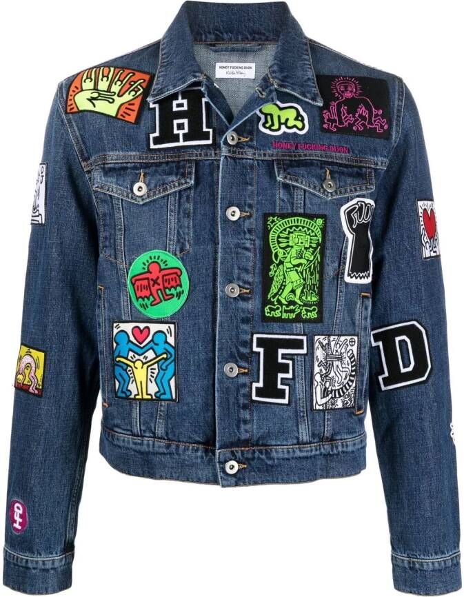 Honey Fucking Dijon x Keith Haring denim jack Blauw