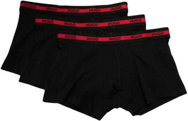 HUGO Drie boxershorts met logoband Zwart
