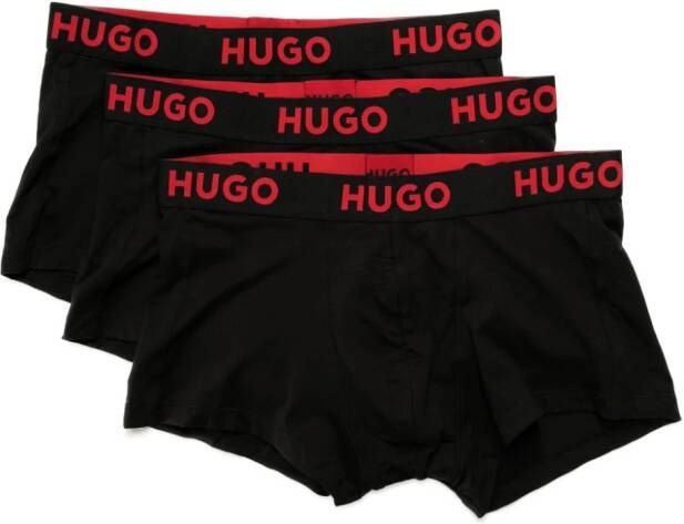 HUGO Drie boxershorts met logoband Zwart