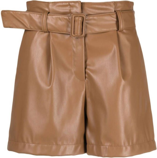 HUGO high-waisted faux-leather shorts Bruin